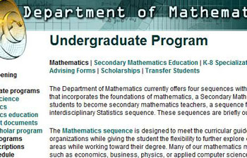 Math Department Website Image before update