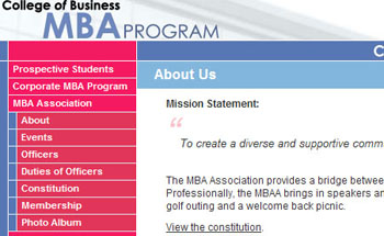 MBA Association Website Image after update